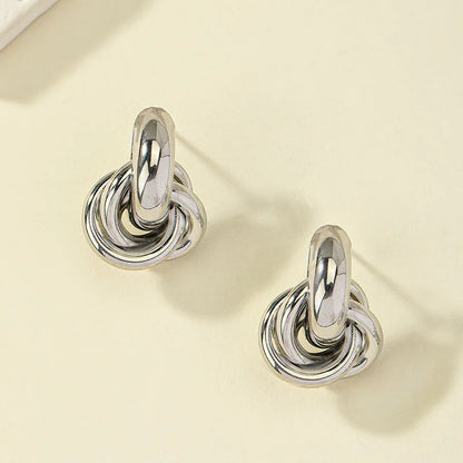 Gold Silver Color Knot Shiny Trendy Cute Daily Wear Jewelry Earring