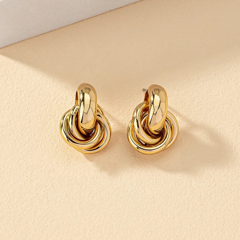 Gold Silver Color Knot Shiny Trendy Cute Daily Wear Jewelry Earring