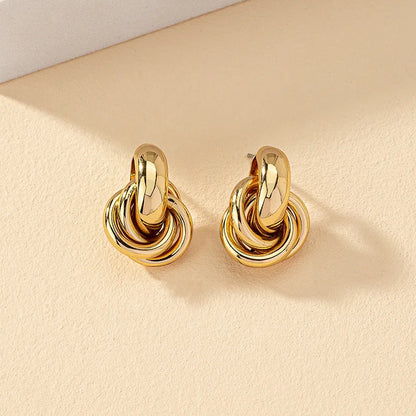 Gold Silver Color Knot Shiny Trendy Cute Daily Wear Jewelry Earring