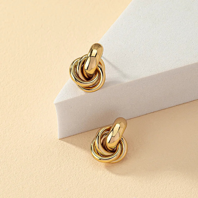 Gold Silver Color Knot Shiny Trendy Cute Daily Wear Jewelry Earring