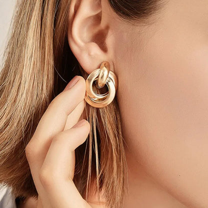 Silver Color Knot Hoop Shiny Plating Cute Daily Wear Gifts Wholesale Gold Earring