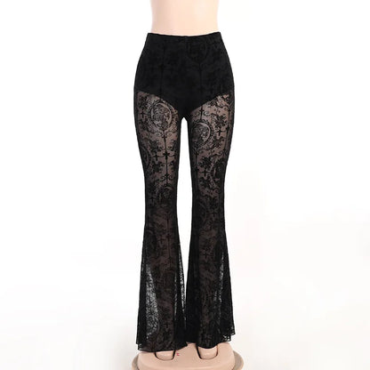 Black Flare Summer Halloween Pants