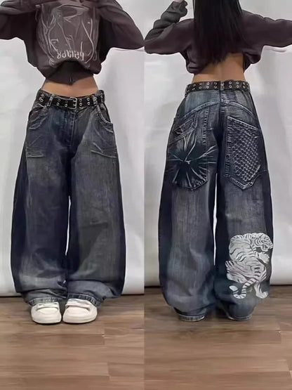 Gothic Retro Halloween Embroidery Pants