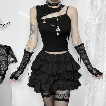 Gothic Fashion Punk Crop Cross Bustier Top