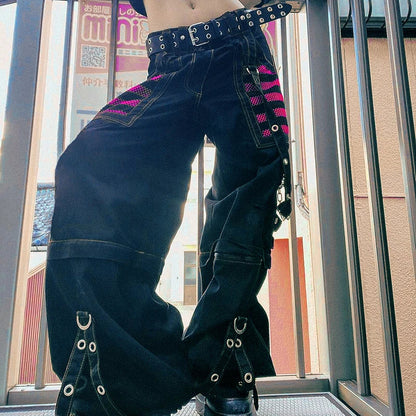Punk Cargo Wide Straight Grunge Hippie Baggy Academic Dark Streetwear Gothic Pants