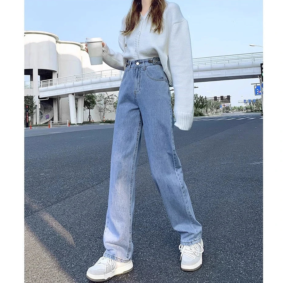 Narrow Version Of The Wide-Legged Pants Female Spring Fall Straight Loose Thin Spring Jeans