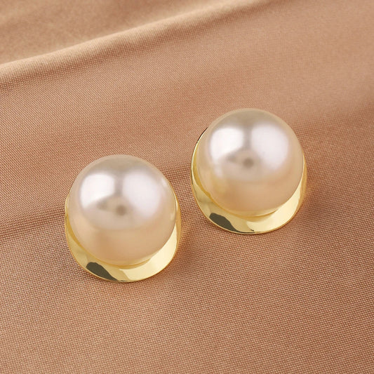 Elegant Simulated Pearl Big Round Baroque Wholesale Korean Earring