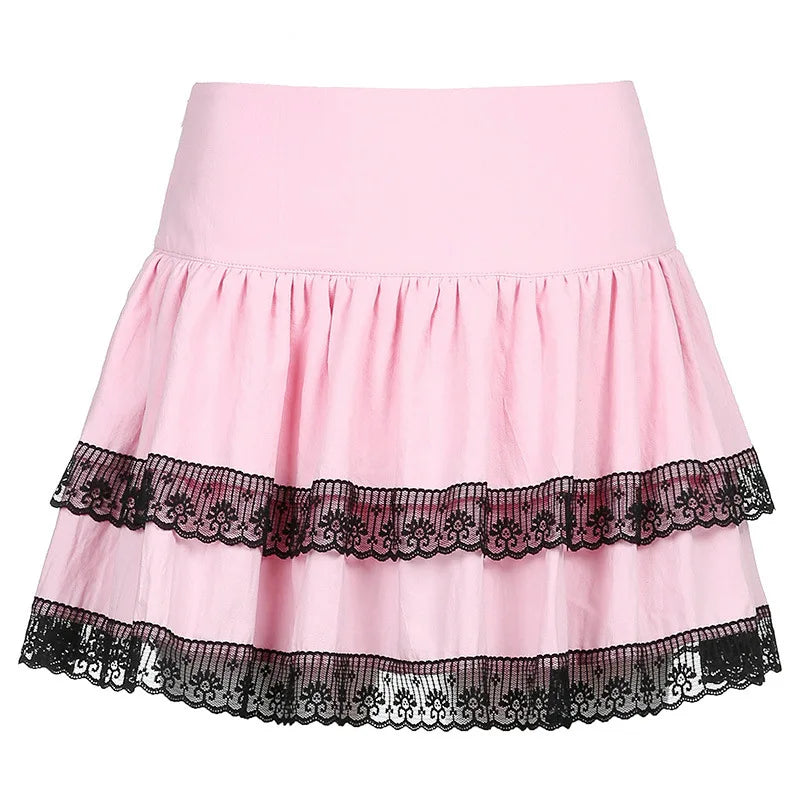 Lolita Plaid Japanese Cake Pleated Purple Gothic Pink Harajuku Skirt