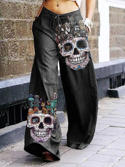 Skull Summer Dark Style Pants Print Rock Cargo Pants