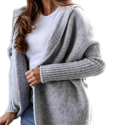 Cardigan Women Fashion Batwing Sleeve Sweaters Autumn New Hooded Sweater Coat