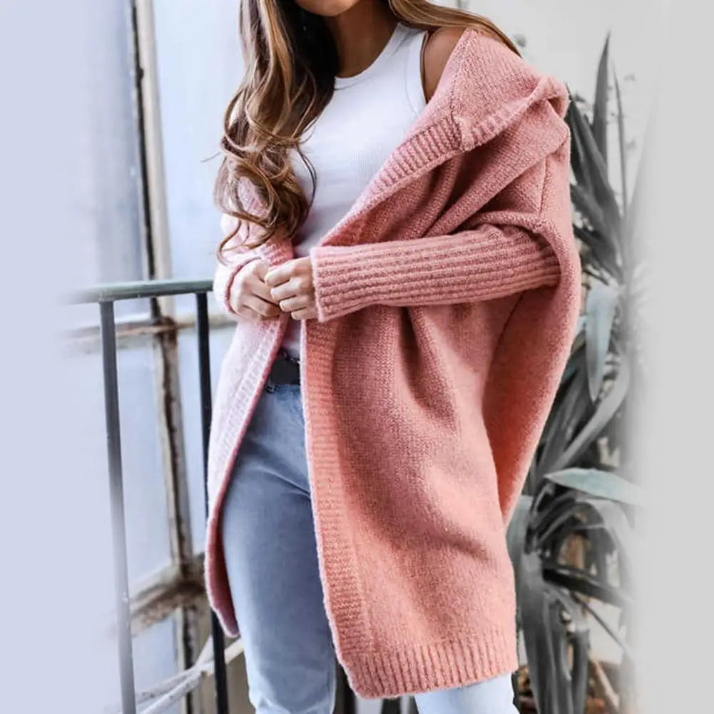 Cardigan Women Fashion Batwing Sleeve Sweaters Autumn New Hooded Sweater Coat