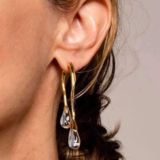 Trendy Jewelry Resin Teardrop 2024 New Geometric Back Front Dangle Wedding Wholesale Modern Earring