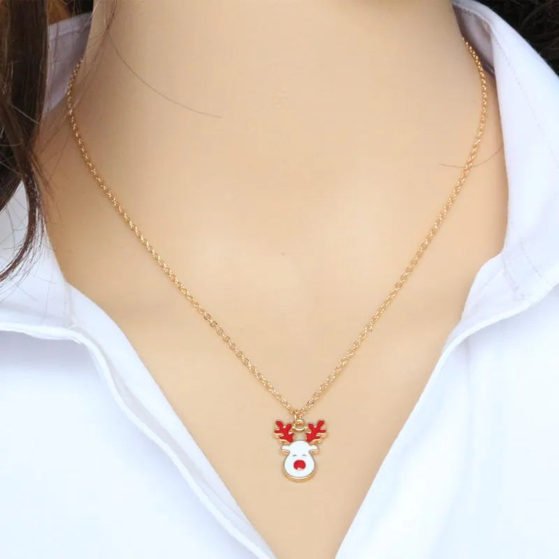 Animal For Lovely Chain Girls Minimalist Rudolph Christmas Pendant Jewelry Reindeer Women Necklace