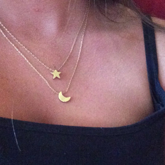 Collier Pendant Hot Women Two Layered For Punk Statement Chain Moon Clavicle Simple Jewelry Star Necklace