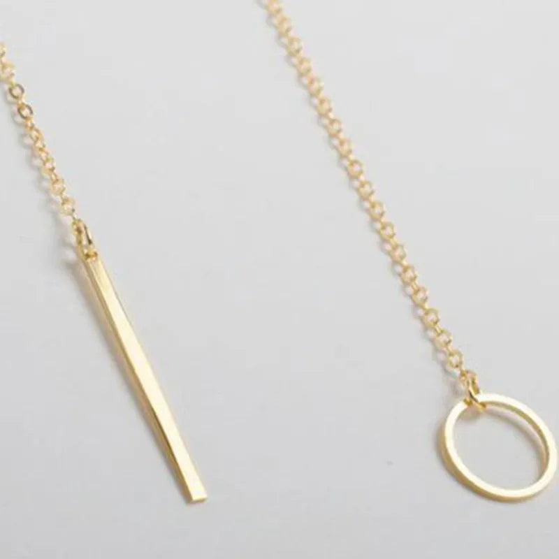 Tiny Pendant Women Punk Clavicle Collier Round Minimalist Bar Circle Jewelry Dainty Unique Necklace