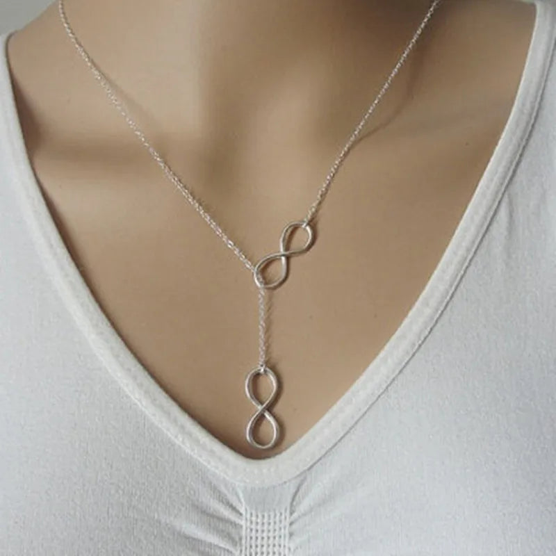 Minimalist Pendants Jewelry Women Leaf Luck Hot Selling Infinity For Punk Chain 8 New Clavicle Cross Necklace