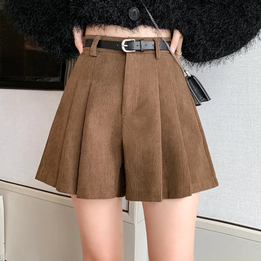 Corduroy Wide-leg Fashion Short for Autumn Winter