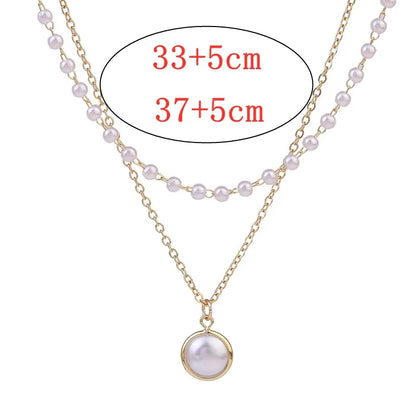 New Fashion Kpop Double Baroque Pearl Charm Wedding Girl Necklake