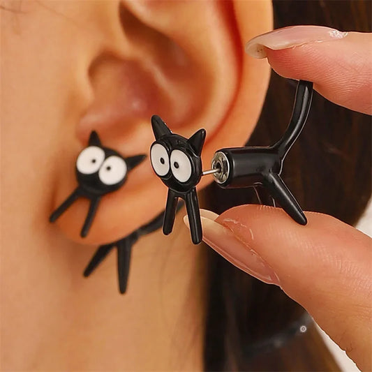 Funny Small Black Cat Fashion Cute Animal Kitten Party Festival Piercing New Earring