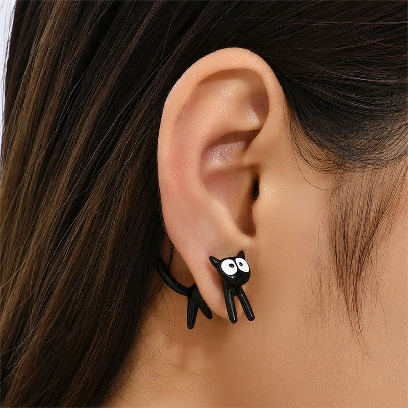 Funny Small Black Cat Fashion Cute Animal Kitten Party Festival Piercing New Earring