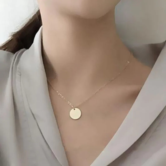 Dainty Fashion Collares Pendant Minimalist Round Clavicle Coin Chain New Women Jewelry Necklace