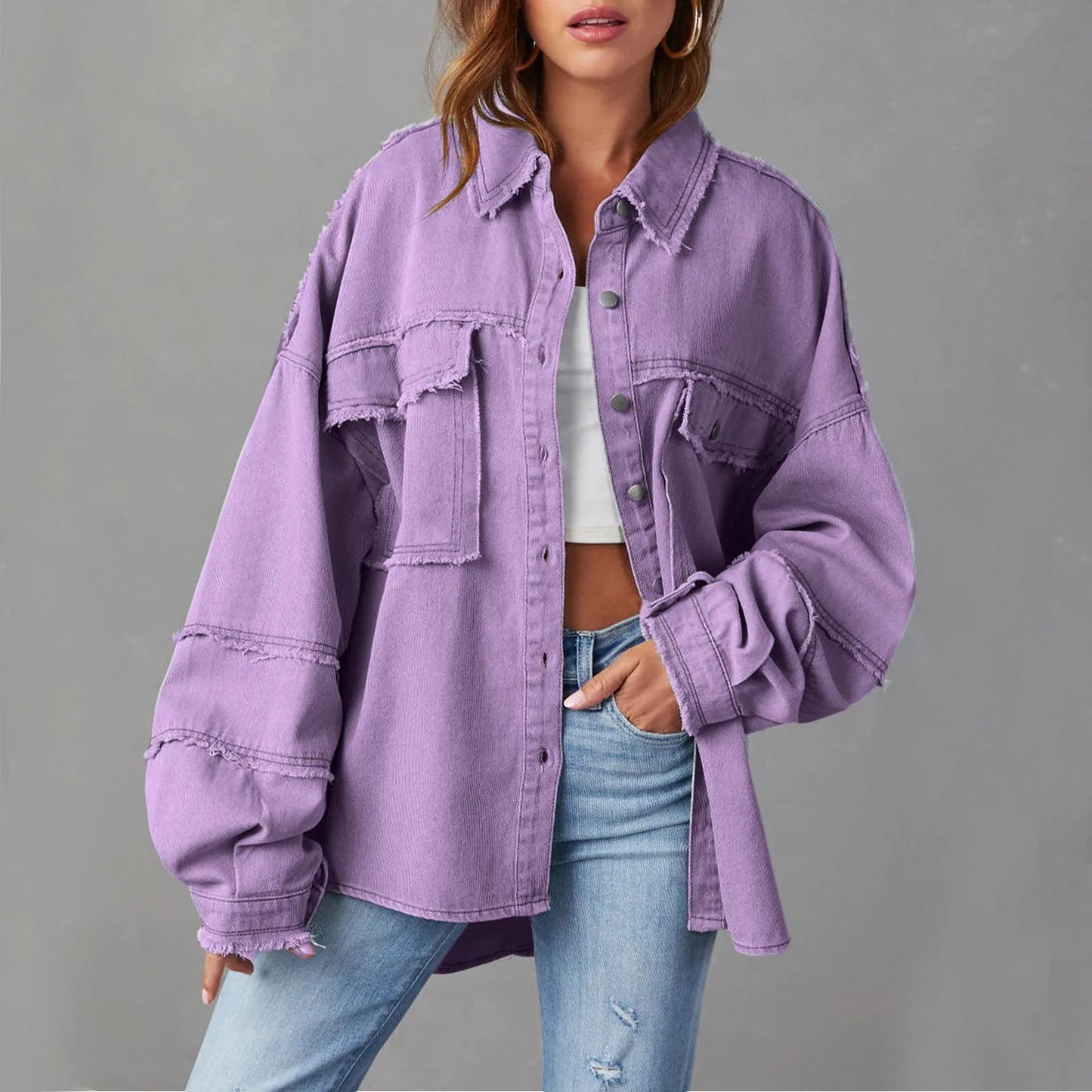 Oversized Stylish Chic Trendy Elegant Fashionable Versatile Classic Denim Jacket