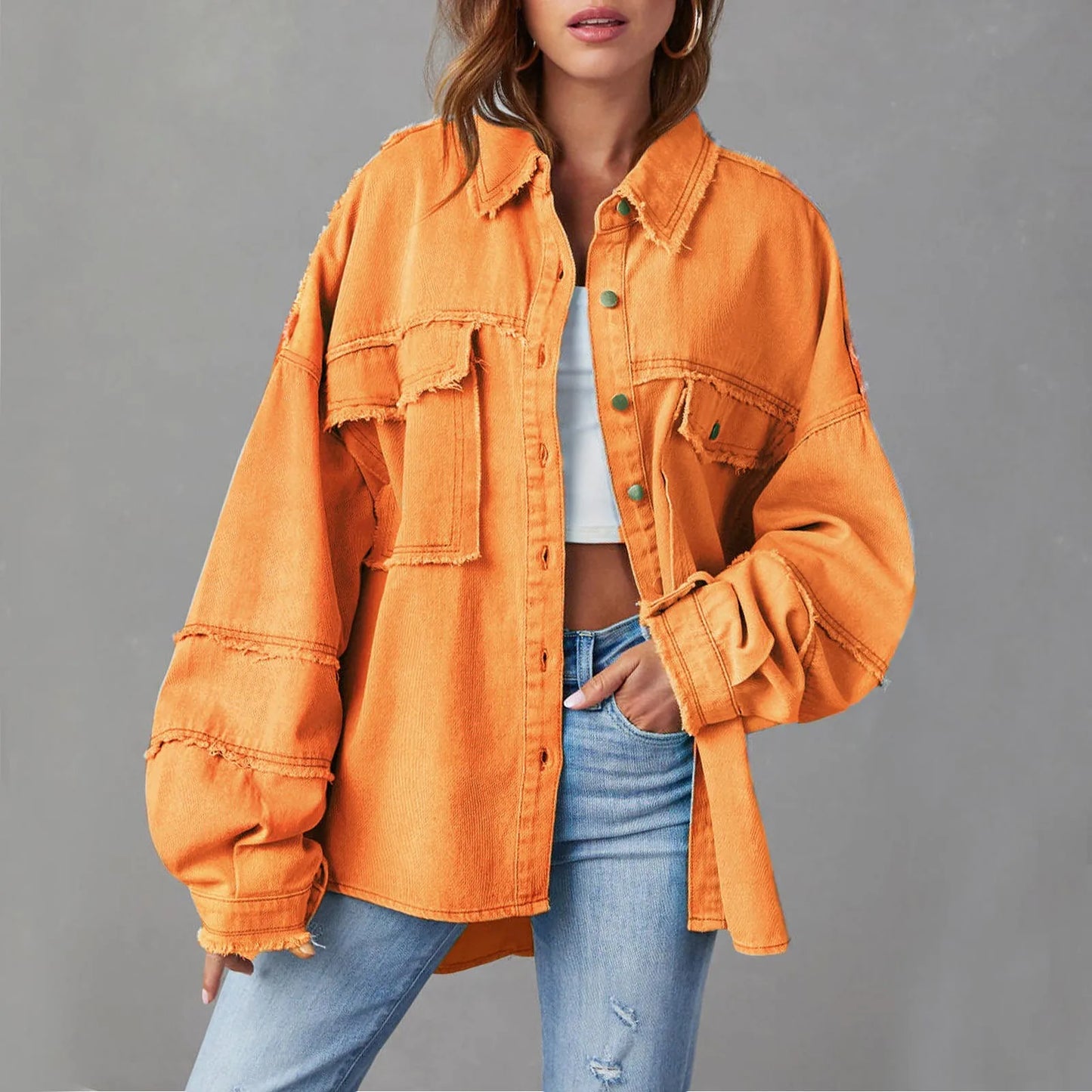 Oversized Stylish Chic Trendy Elegant Fashionable Versatile Classic Denim Jacket