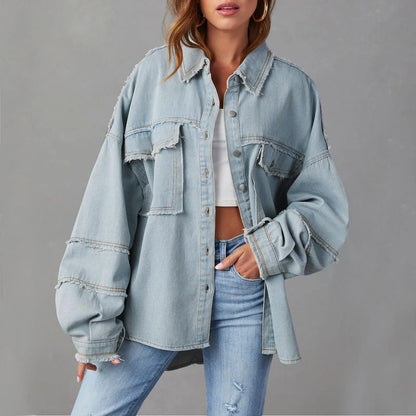 Oversized Stylish Chic Trendy Elegant Fashionable Versatile Classic Denim Jacket