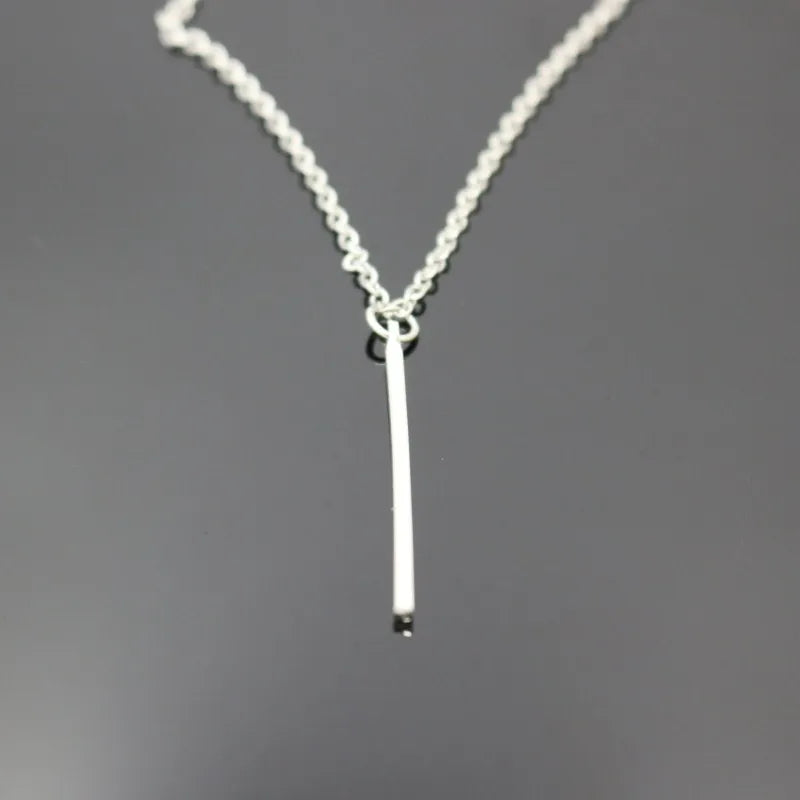 Classic Chain Square Bar Strip Copper Jewelry Stick New Charm Simple Long Pendant Fashion Collares Necklace