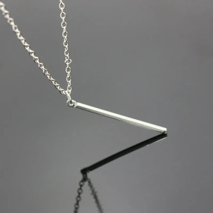 Classic Chain Square Bar Strip Copper Jewelry Stick New Charm Simple Long Pendant Fashion Collares Necklace