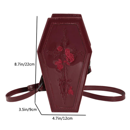 Novelty Coffin Sling Halloween Leather Gothic Spider PU Web Shape Bag