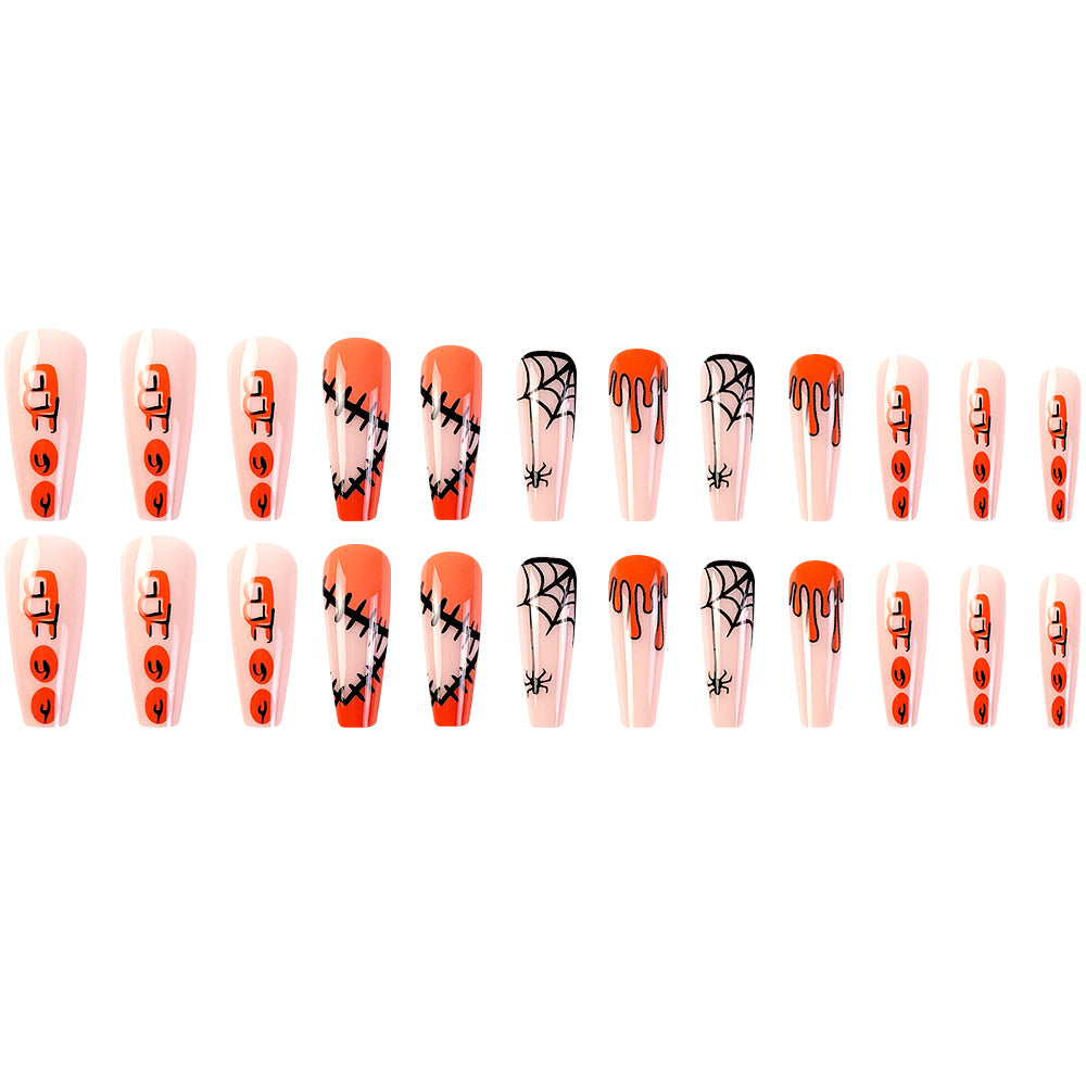 Halloween Stylish Orange Reusable Spider on Wearable Black Press Nail