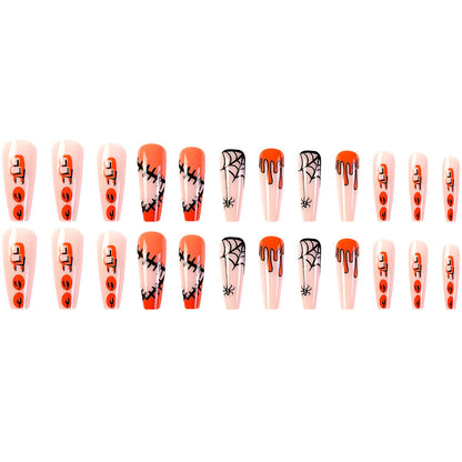 Halloween Stylish Orange Reusable Spider on Wearable Black Press Nail