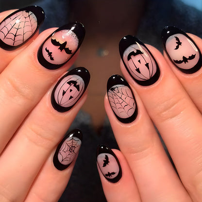 Halloween Dark on Wearable Pumpkin False Bat Press Nail