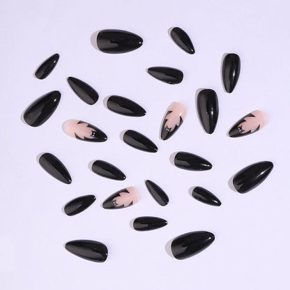 Halloween Press Pure on Almond Wearable Bat Dark Color Nail