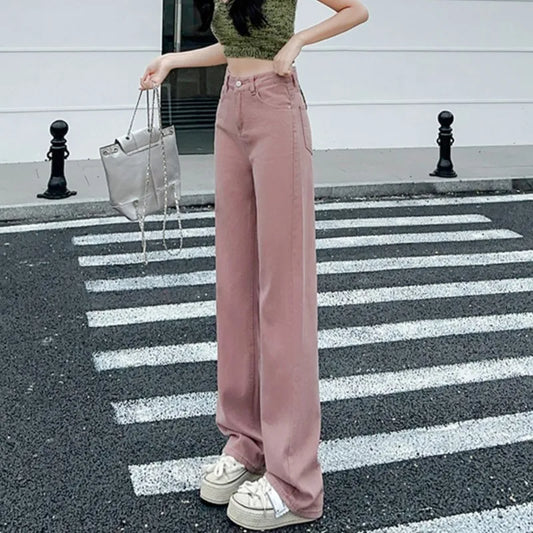 Pink Wide Leg High Waist Jeans