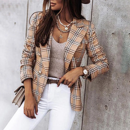 Women Spring Autumn Long Sleeve Casual Blazers Khaki Woman 2024 Fall Elegant Office Suit Coat