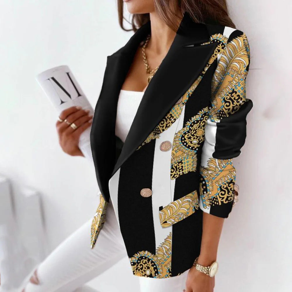 Women Spring Autumn Long Sleeve Casual Blazers Khaki Woman 2024 Fall Elegant Office Suit Coat