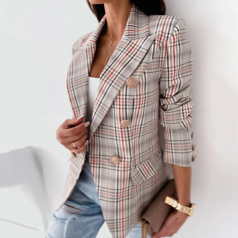 Women Spring Autumn Long Sleeve Casual Blazers Khaki Woman 2024 Fall Elegant Office Suit Coat