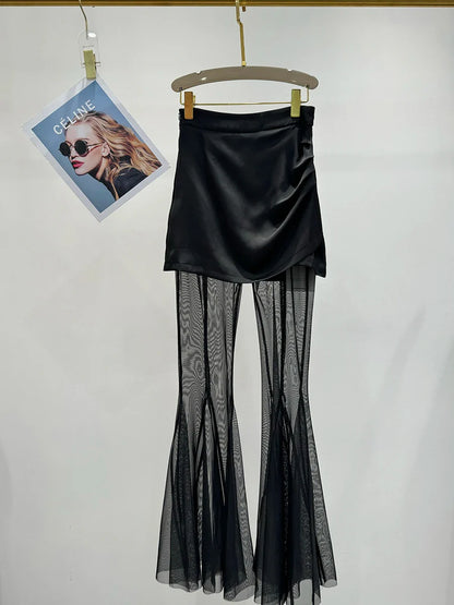 Patchwork Sheer Mesh Halloween Pants