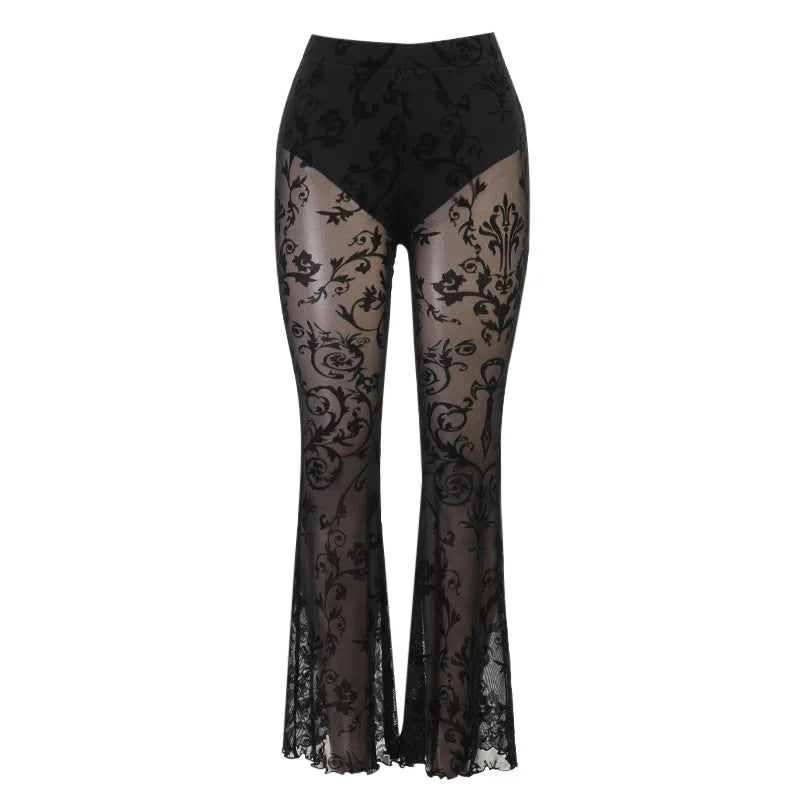 Casual Halloween Distressed Gothic Pants