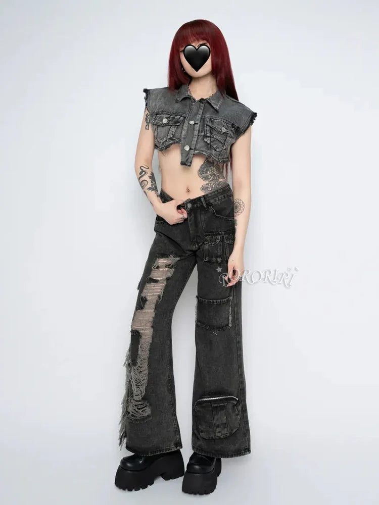 Patchwork Tassel Halloween Flare Pants