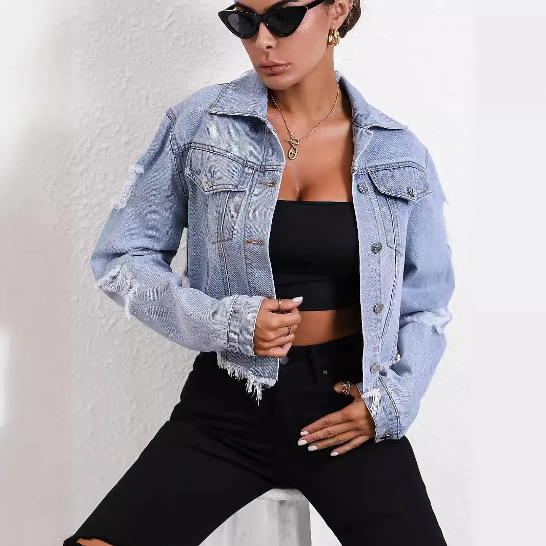 Versatile Denim Fringe Shirt European American Cross-border Best Seller Jacket