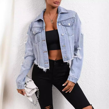 Versatile Denim Fringe Shirt European American Cross-border Best Seller Jacket