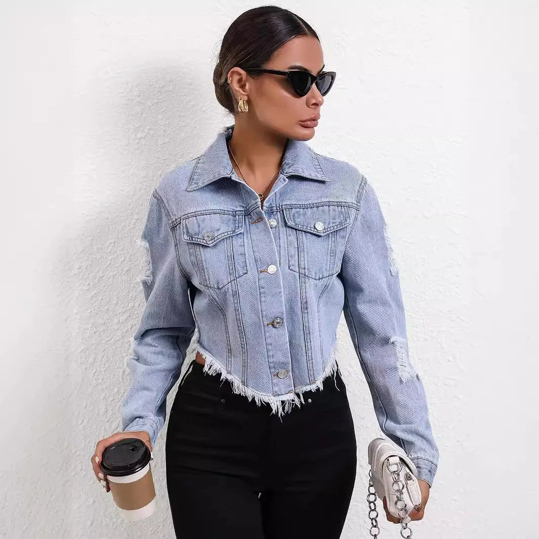 Versatile Denim Fringe Shirt European American Cross-border Best Seller Jacket