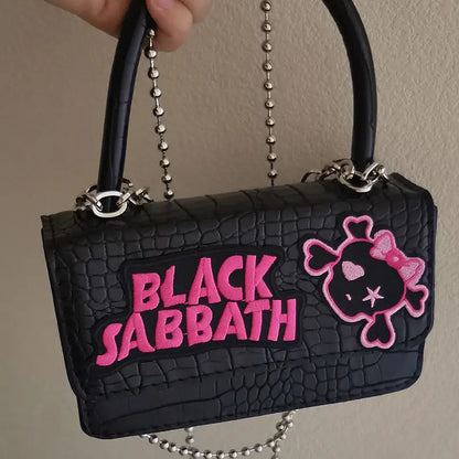 Harajuku Casual Gothic Black Vintage Chain Y2k Handle Punk Crossbody Bag