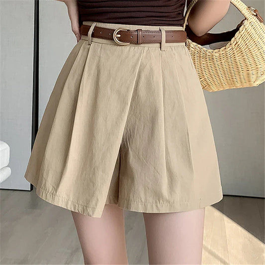 High 2024 New Summer Solid Loose Casual Wide Leg A-Line Skirts Shorts