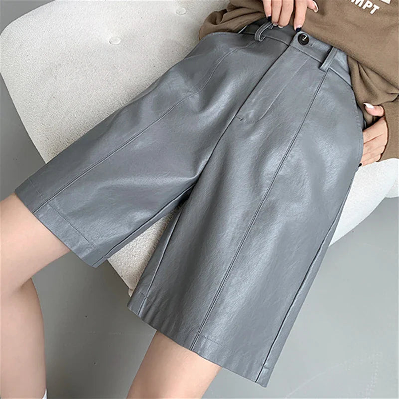 2024 New Autumn Washed High Waist Wide Leg Loose Trousers Shorts