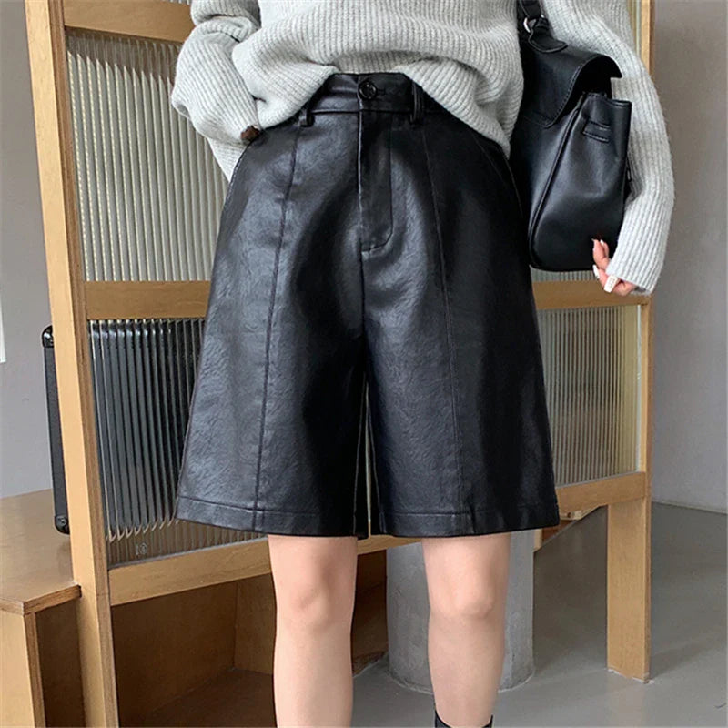 2024 New Autumn Washed High Waist Wide Leg Loose Trousers Shorts