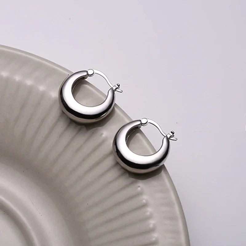 Ear Buckle Round Thick Plated Geometric Circle Punk Party Smooth Earring